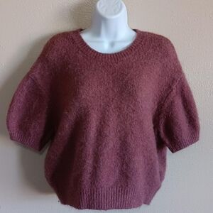 Fuzzy Boxy Oversized Sweater By Express Sz Small Pink Purple Fall Winter Office